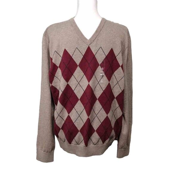 Tommy Hilfiger Argyle 100% Cotton Sweater Men's L - Picture 1 of 5